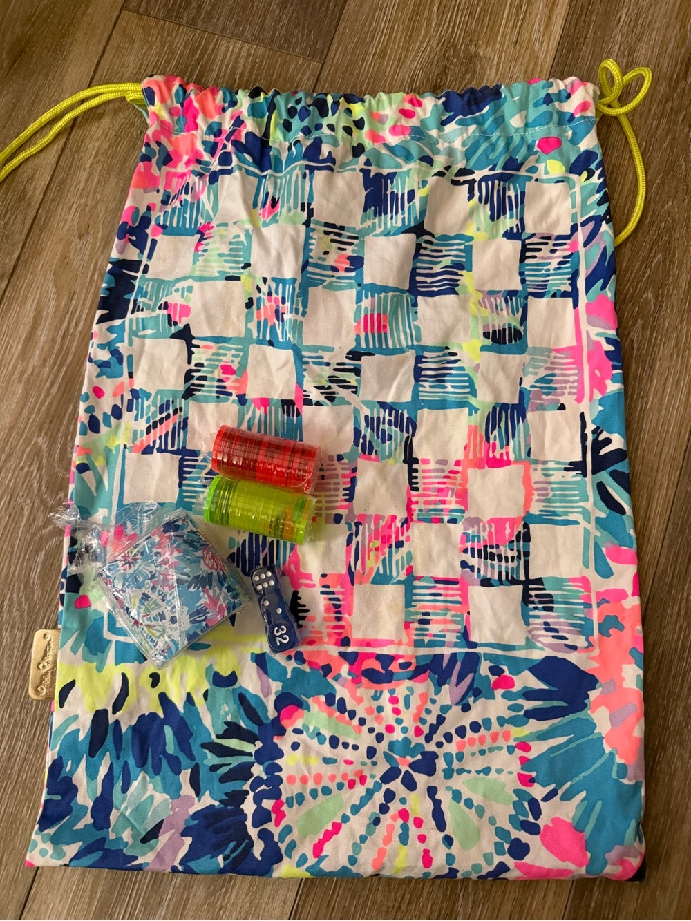 Lilly Pulitzer Checkers/Backgammon Game Drawstring Bag